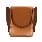 Fauteuil d'appoint du milieu du siècle en similicuir de 29,2 po avec siège coussinné, cadre en bois massif et pieds à embouts en laiton