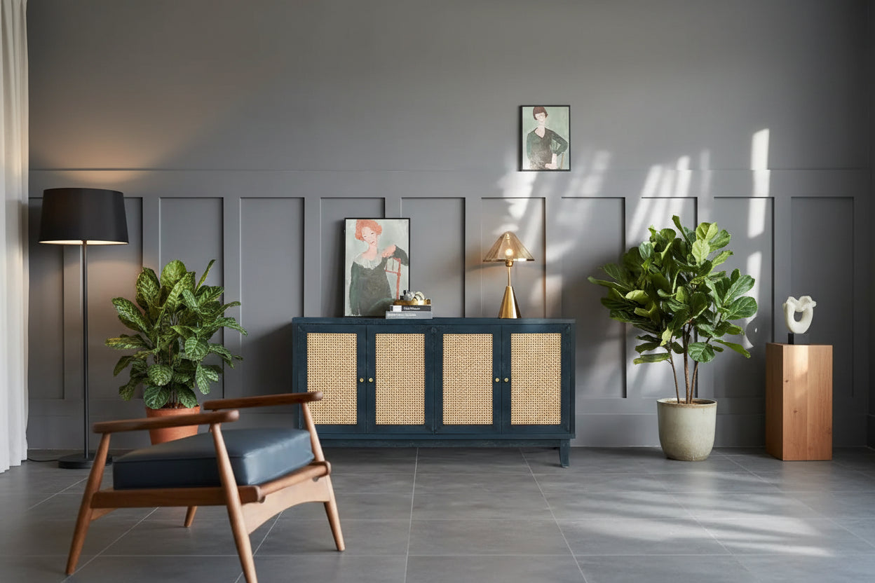 Rattan Sideboard Buffer Cabinet