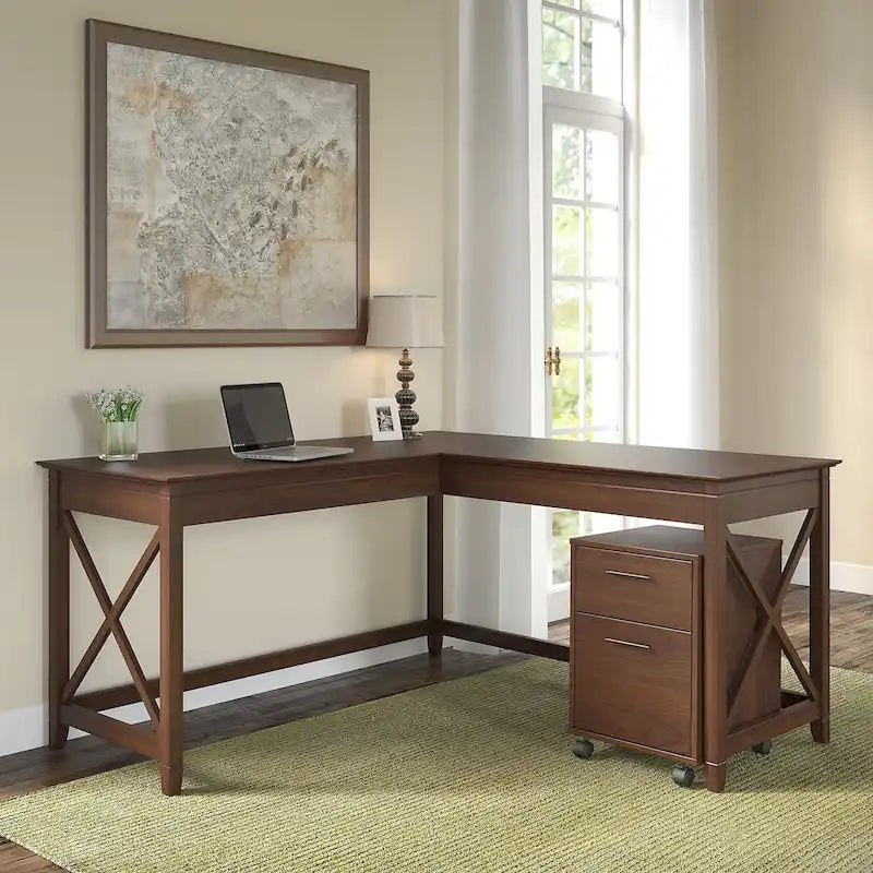 Bureau d'angle en L de 60" avec classeur mobile pour bureau à domicile