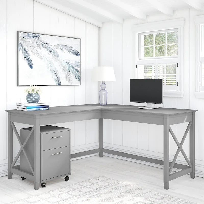 Bureau d'angle en L de 60" avec classeur mobile pour bureau à domicile