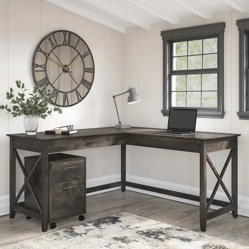 Bureau d'angle en L de 60" avec classeur mobile pour bureau à domicile