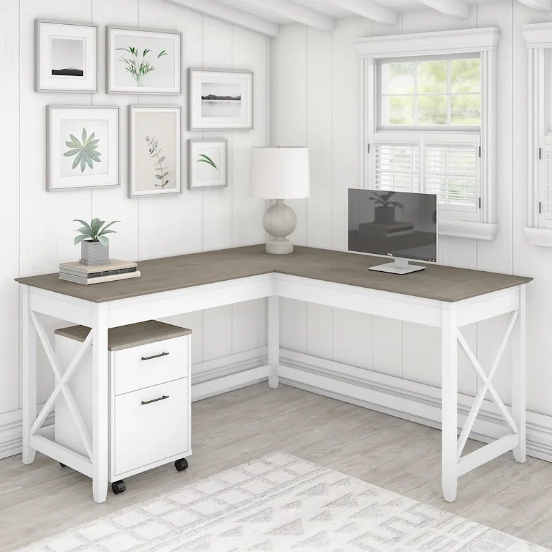Bureau d'angle en L de 60" avec classeur mobile pour bureau à domicile