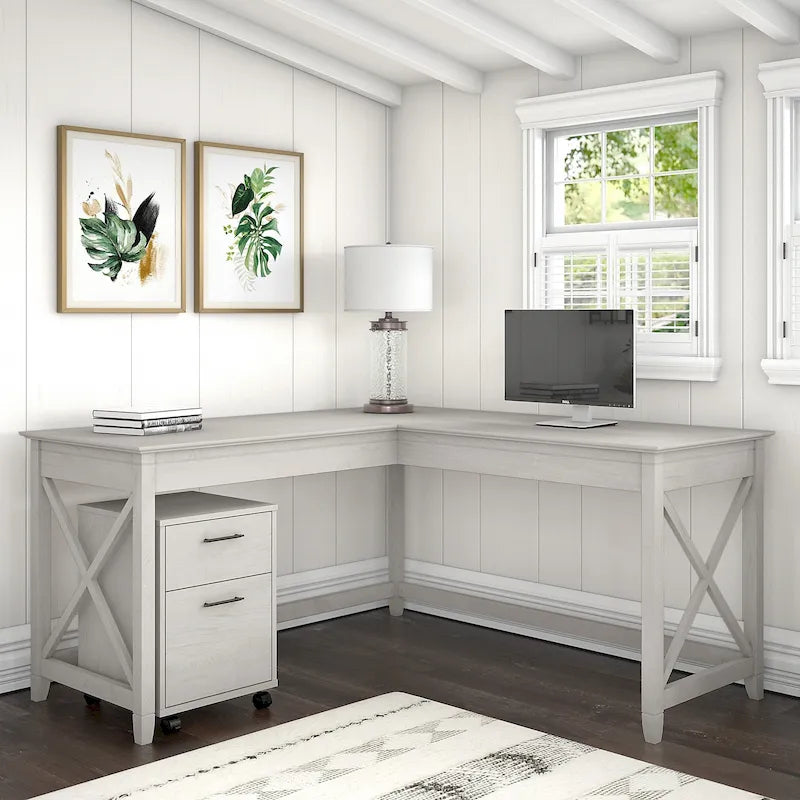 Bureau d'angle en L de 60" avec classeur mobile pour bureau à domicile