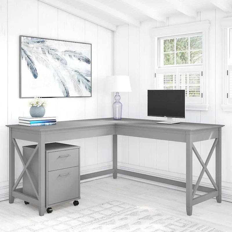 Bureau d'angle en L de 60" avec classeur mobile pour bureau à domicile