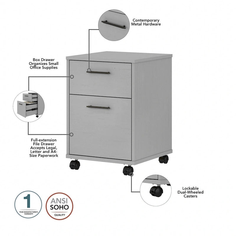Bureau d'angle en L de 60" avec classeur mobile pour bureau à domicile
