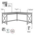 Bureau d'angle en L de 60" avec classeur mobile pour bureau à domicile