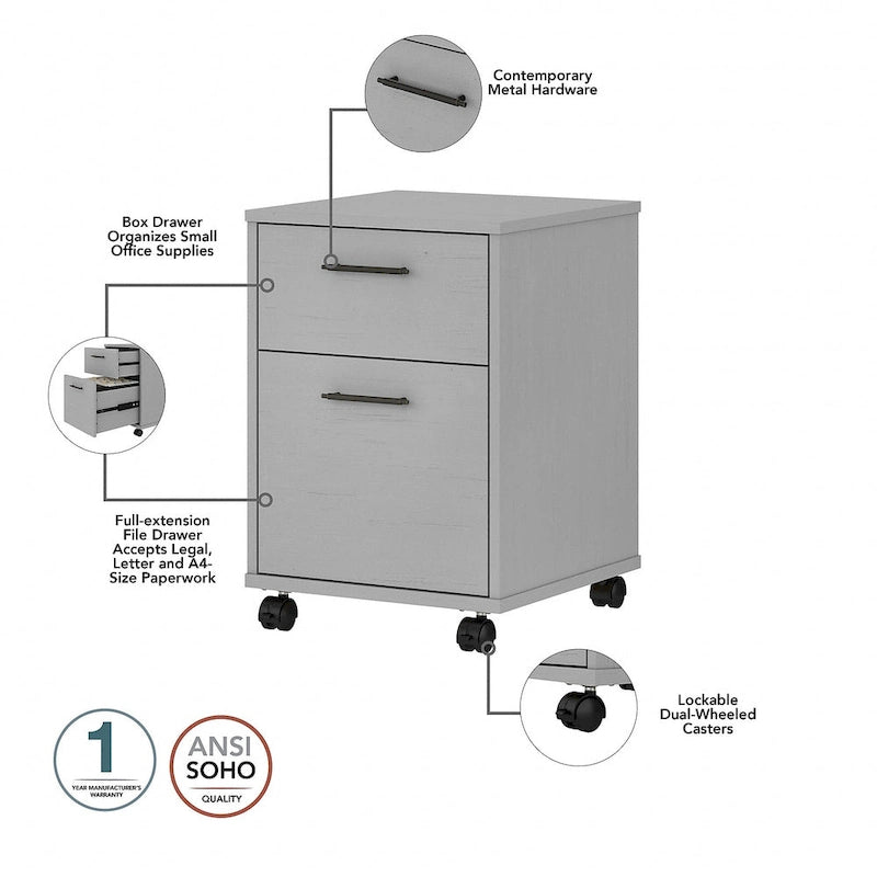 Bureau d'angle en L de 60" avec classeur mobile pour bureau à domicile