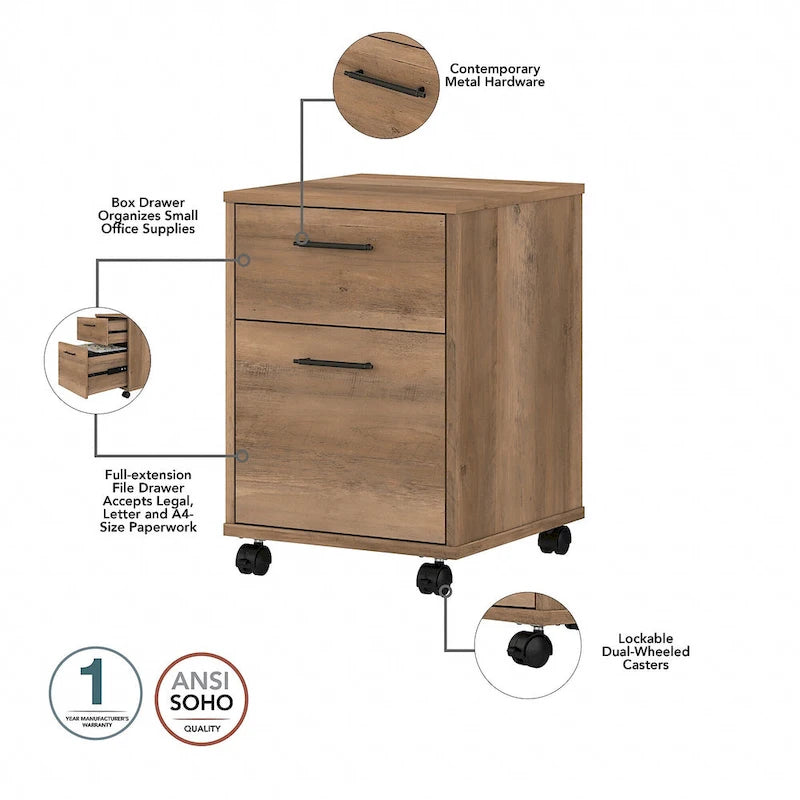 Bureau d'angle en L de 60" avec classeur mobile pour bureau à domicile