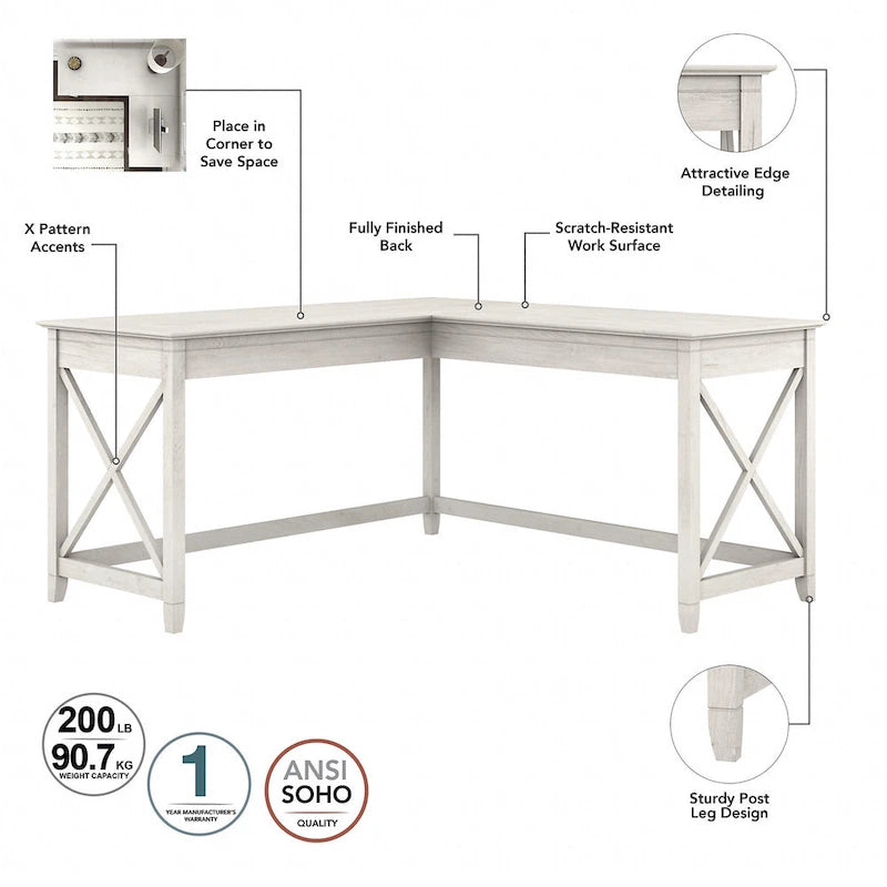 Bureau d'angle en L de 60" avec classeur mobile pour bureau à domicile