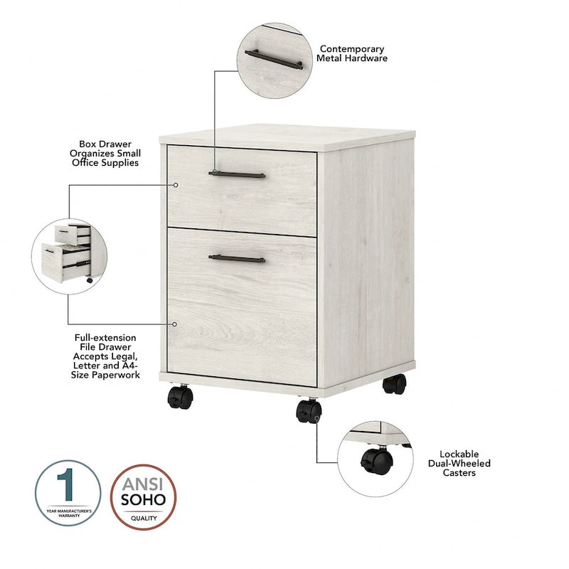 Bureau d'angle en L de 60" avec classeur mobile pour bureau à domicile