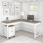 Bureau d'angle en L de 60" avec classeur mobile pour bureau à domicile