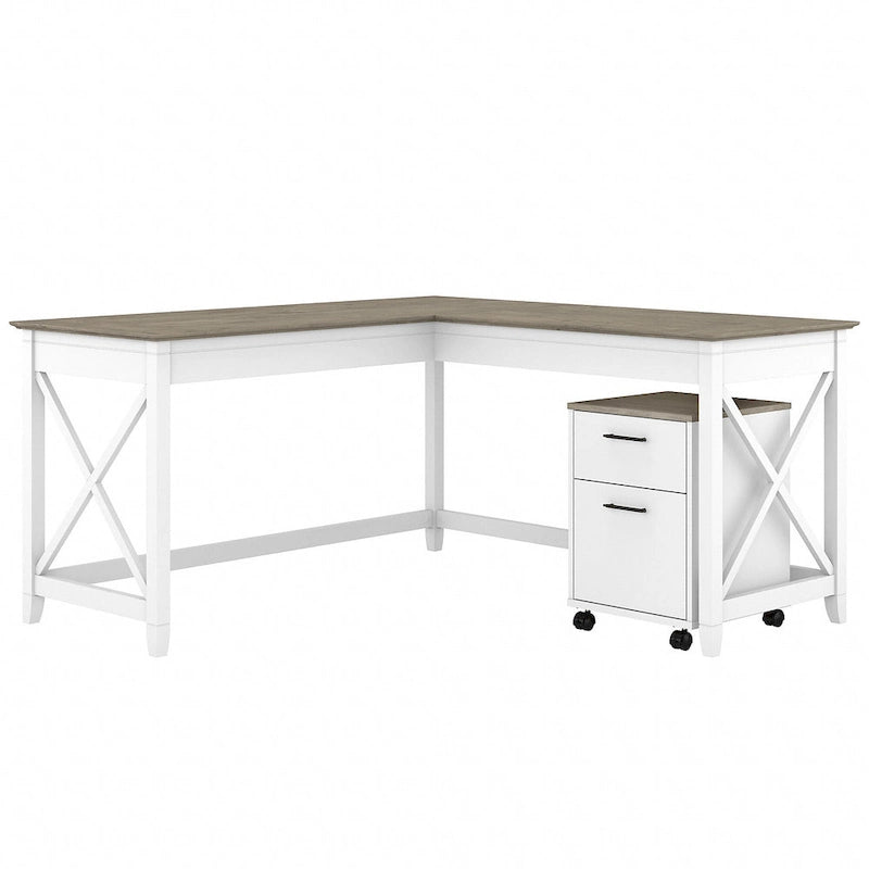Bureau d'angle en L de 60" avec classeur mobile pour bureau à domicile