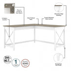 Bureau d'angle en L de 60" avec classeur mobile pour bureau à domicile