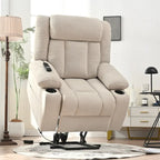 Fauteuil inclinable releveur électrique pour personnes âgées, fauteuils releveurs en tissu avec repose-pieds étendu, avec 2 porte-gobelets, poches latérales, télécommande