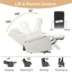 Fauteuil inclinable releveur électrique pour personnes âgées, fauteuils releveurs en tissu avec repose-pieds étendu, avec 2 porte-gobelets, poches latérales, télécommande