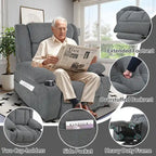 Fauteuil inclinable releveur électrique pour personnes âgées, fauteuils releveurs en tissu avec repose-pieds étendu, avec 2 porte-gobelets, poches latérales, télécommande