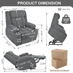 Fauteuil inclinable releveur électrique pour personnes âgées, fauteuils releveurs en tissu avec repose-pieds étendu, avec 2 porte-gobelets, poches latérales, télécommande