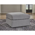 Grand pouf ottoman gris foncé avec tissu de performance anti-taches