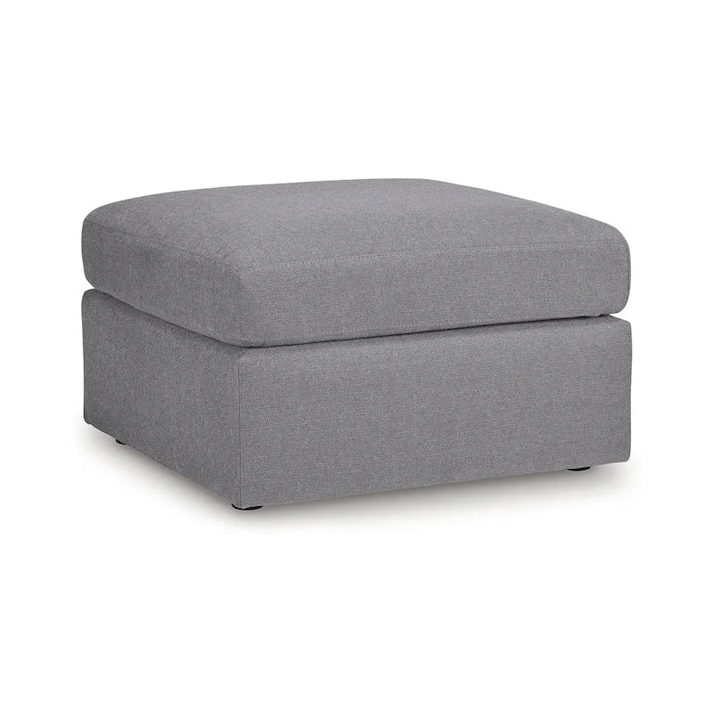 Grand pouf ottoman gris foncé avec tissu de performance anti-taches