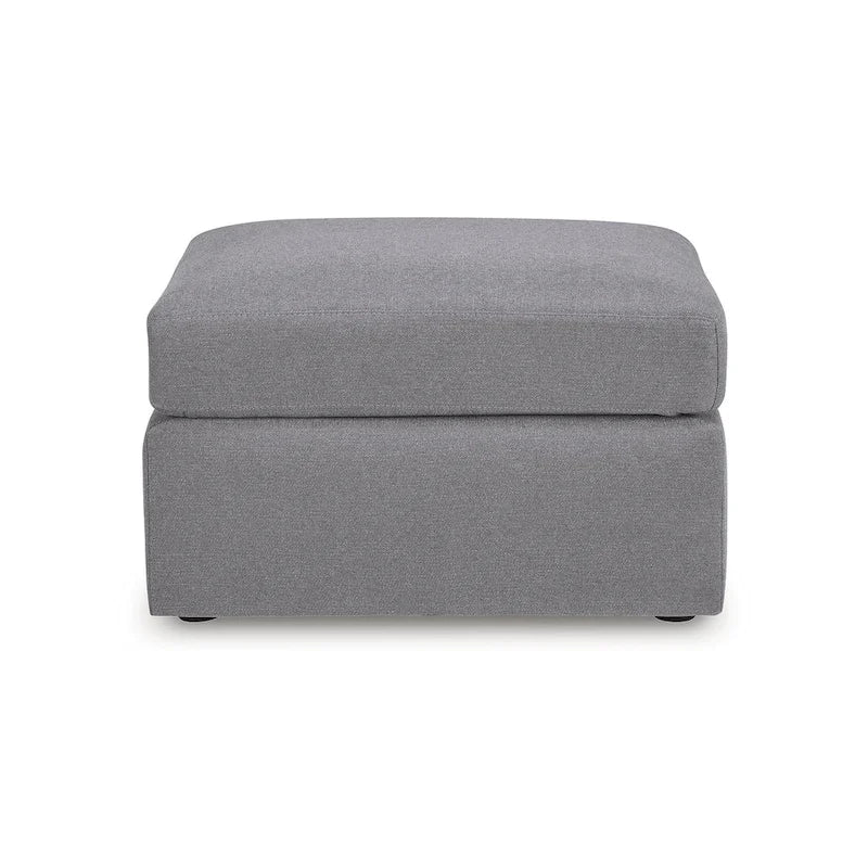 Grand pouf ottoman gris foncé avec tissu de performance anti-taches