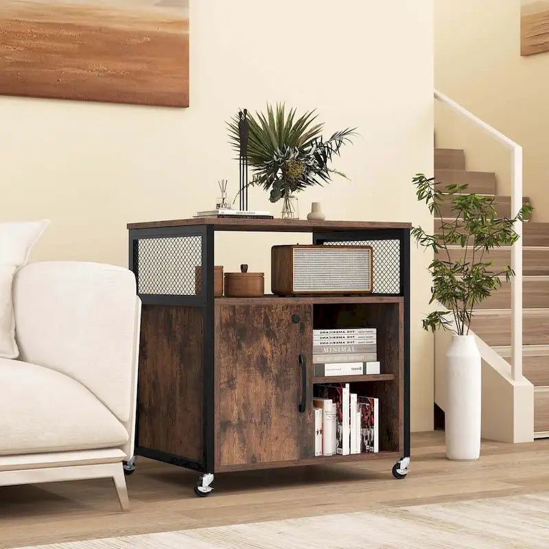 Meuble Classeur Mobile sur Roulettes avec Station de Charge Intégrée – Capacité de 104 kg