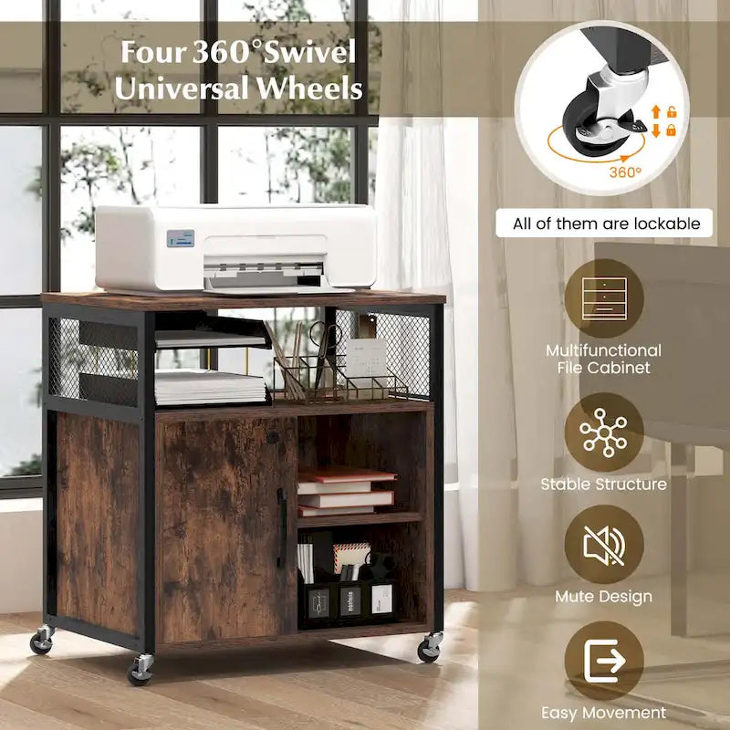Meuble Classeur Mobile sur Roulettes avec Station de Charge Intégrée – Capacité de 104 kg