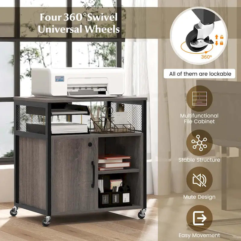Meuble Classeur Mobile sur Roulettes avec Station de Charge Intégrée – Capacité de 104 kg