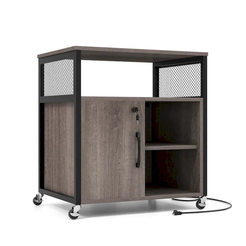 Meuble Classeur Mobile sur Roulettes avec Station de Charge Intégrée – Capacité de 104 kg