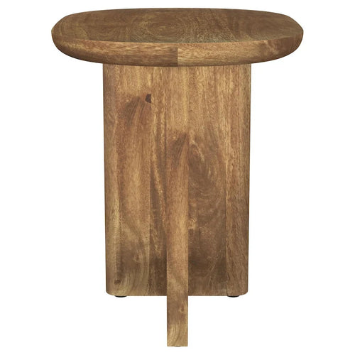 Table d'appoint d'extrémité en bois de manguier de 22 pouces avec base en L, de couleur marron