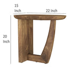 Table d'appoint d'extrémité en bois de manguier de 22 pouces avec base en L, de couleur marron