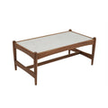 Table basse en marbre véritable avec base en noyer massif
