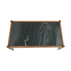 Table basse en marbre véritable avec base en noyer massif