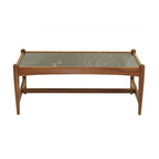 Table basse en marbre véritable avec base en noyer massif