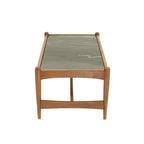 Table basse en marbre véritable avec base en noyer massif