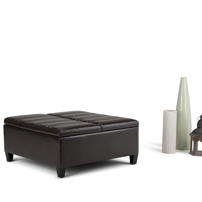 Pouf de table carré de 36 pouces – Style contemporain, similicuir végétalien