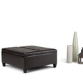 Pouf de table carré de 36 pouces – Style contemporain, similicuir végétalien
