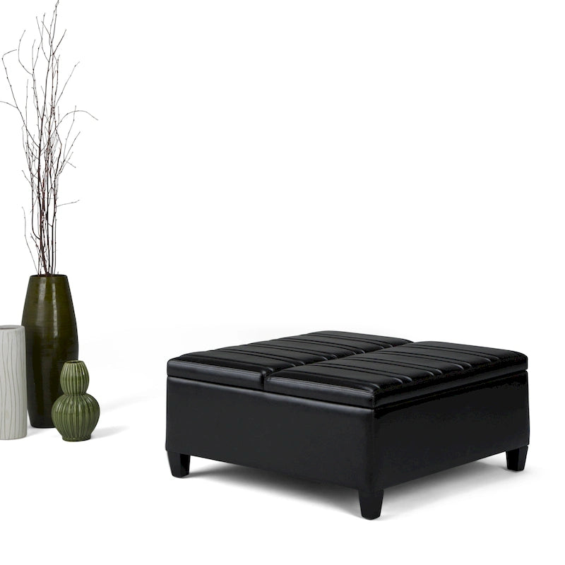 Pouf de table carré de 36 pouces – Style contemporain, similicuir végétalien