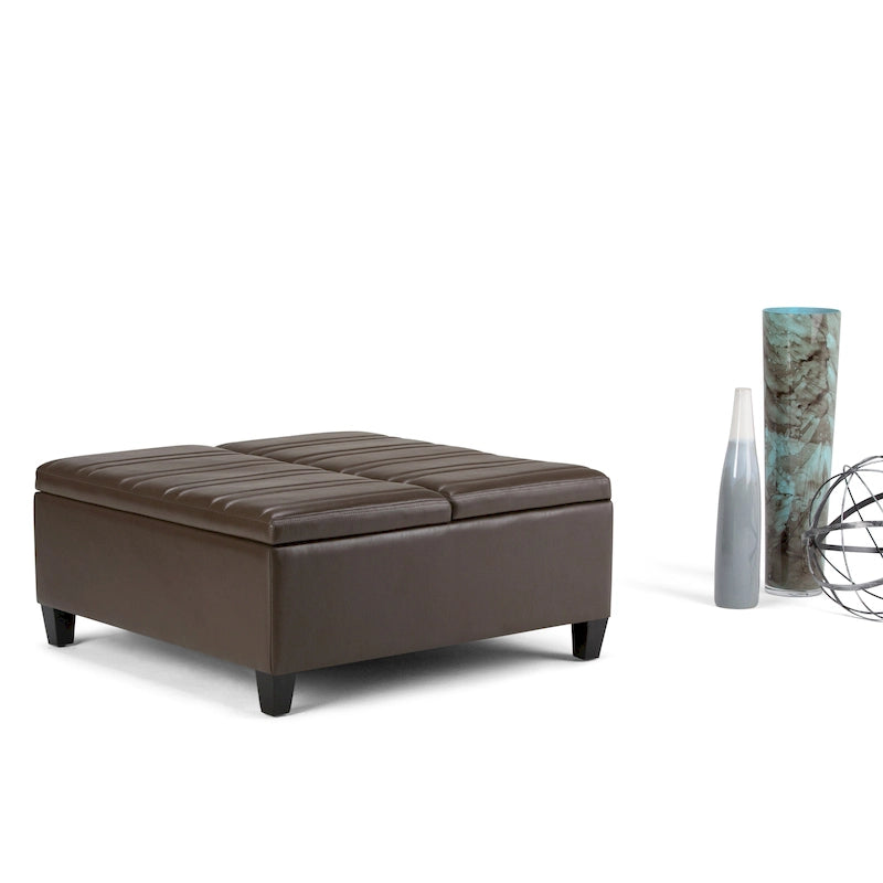 Pouf de table carré de 36 pouces – Style contemporain, similicuir végétalien