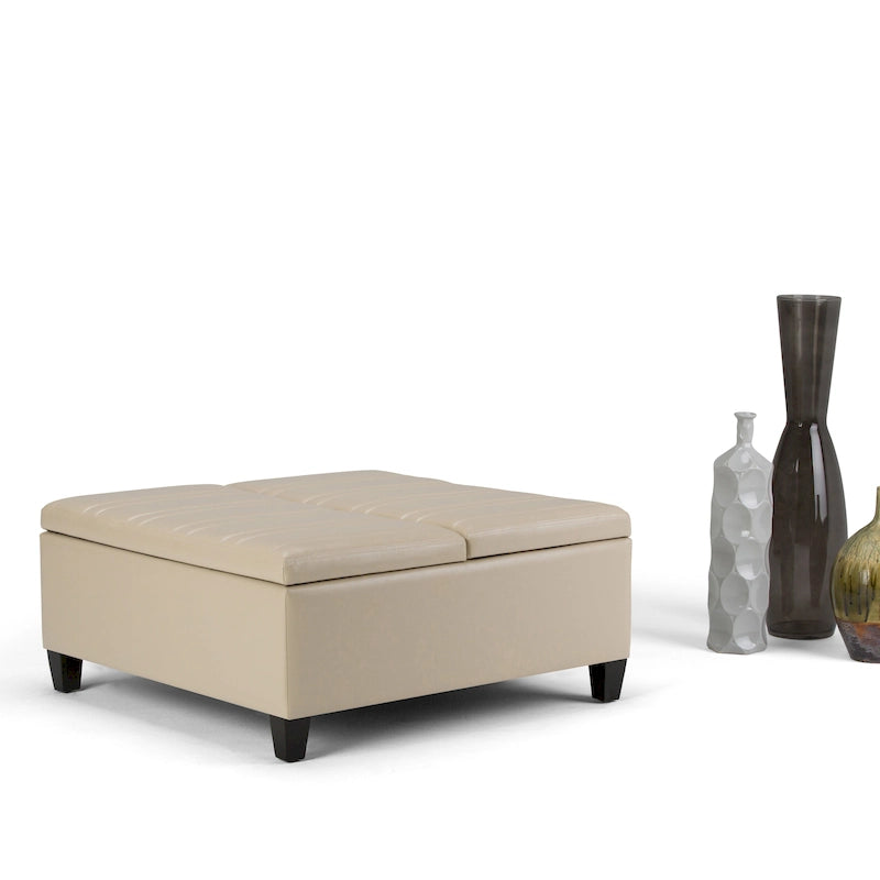 Pouf de table carré de 36 pouces – Style contemporain, similicuir végétalien