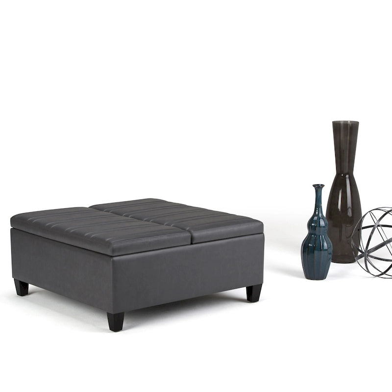 Pouf de table carré de 36 pouces – Style contemporain, similicuir végétalien