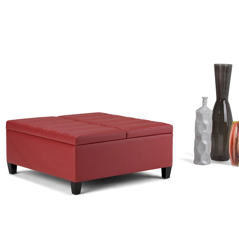 Pouf de table carré de 36 pouces – Style contemporain, similicuir végétalien