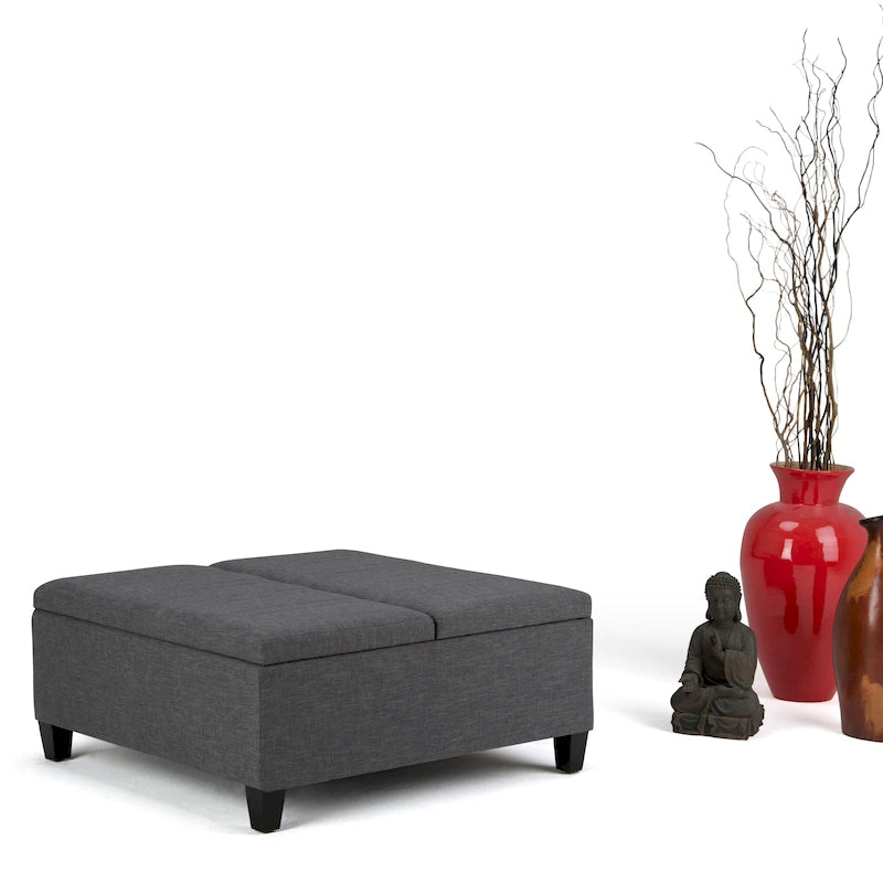 Pouf de table carré de 36 pouces – Style contemporain, similicuir végétalien