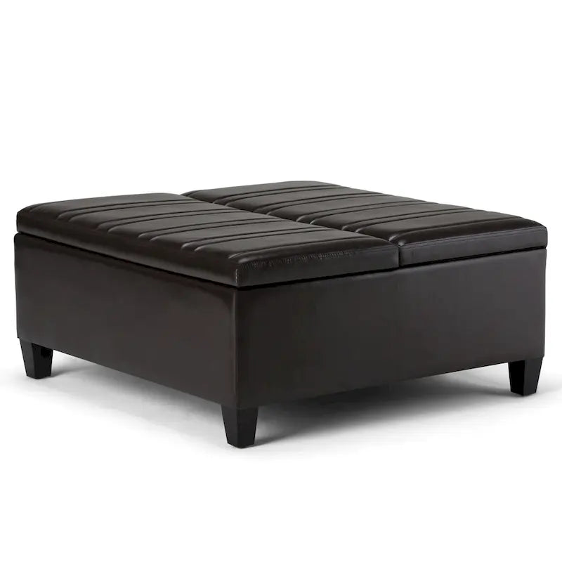 Pouf de table carré de 36 pouces – Style contemporain, similicuir végétalien