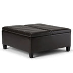 Pouf de table carré de 36 pouces – Style contemporain, similicuir végétalien