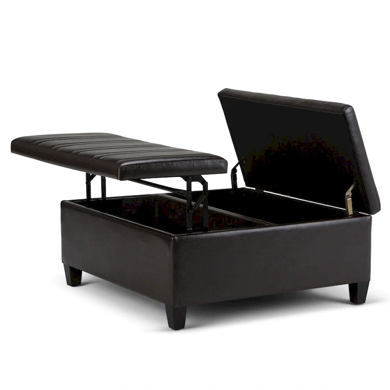 Pouf de table carré de 36 pouces – Style contemporain, similicuir végétalien