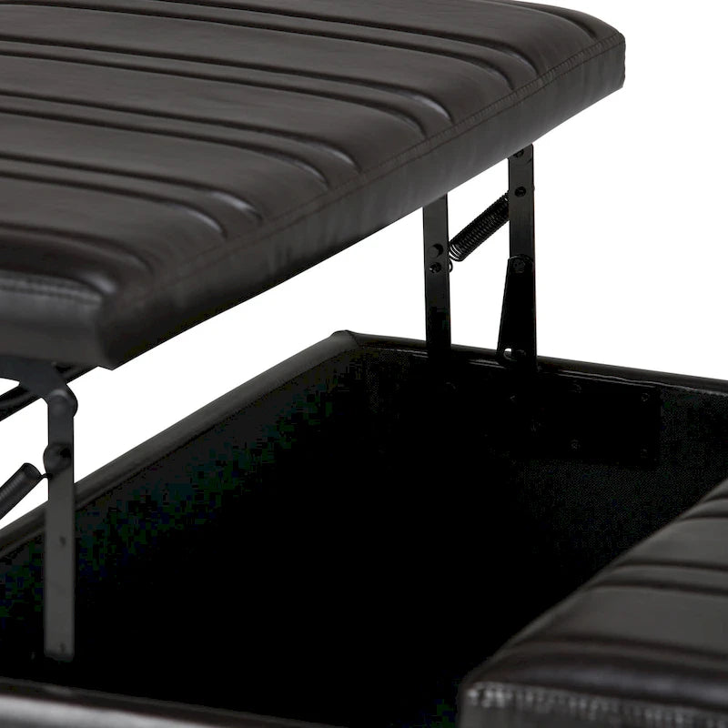 Pouf de table carré de 36 pouces – Style contemporain, similicuir végétalien