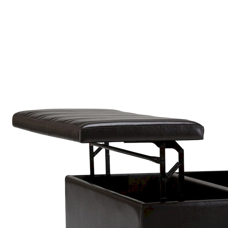 Pouf de table carré de 36 pouces – Style contemporain, similicuir végétalien