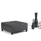 Pouf de table carré de 36 pouces – Style contemporain, similicuir végétalien