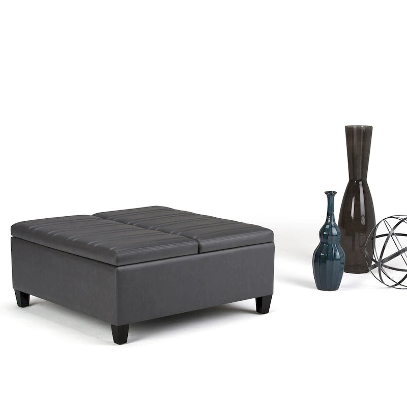 Pouf de table carré de 36 pouces – Style contemporain, similicuir végétalien