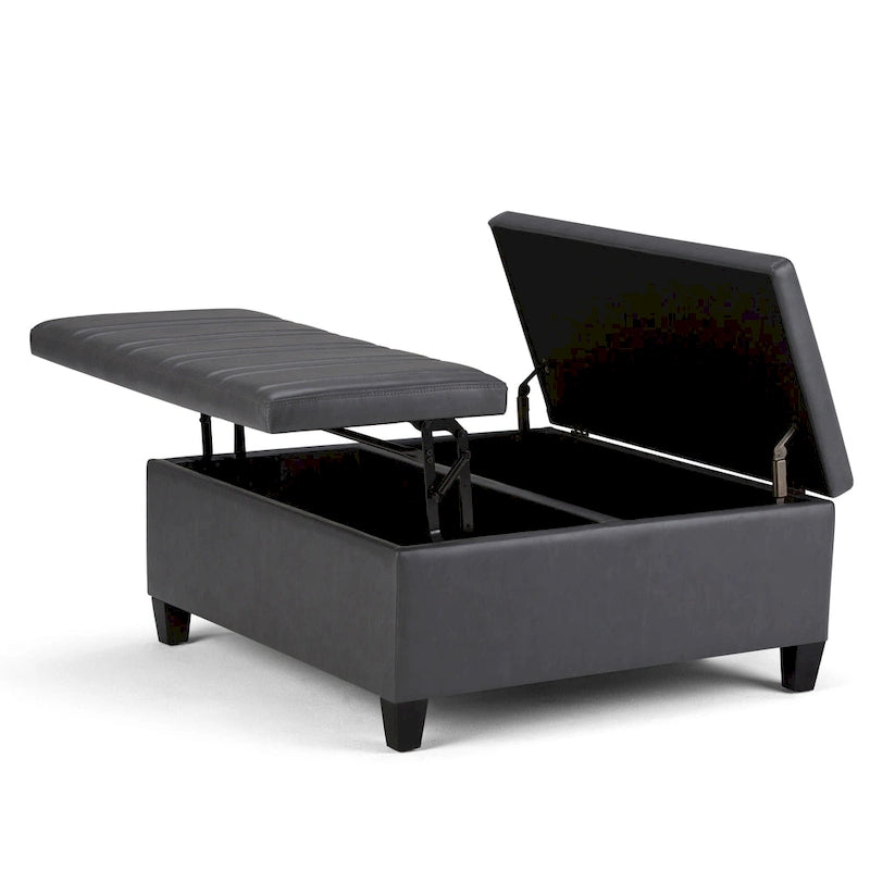 Pouf de table carré de 36 pouces – Style contemporain, similicuir végétalien
